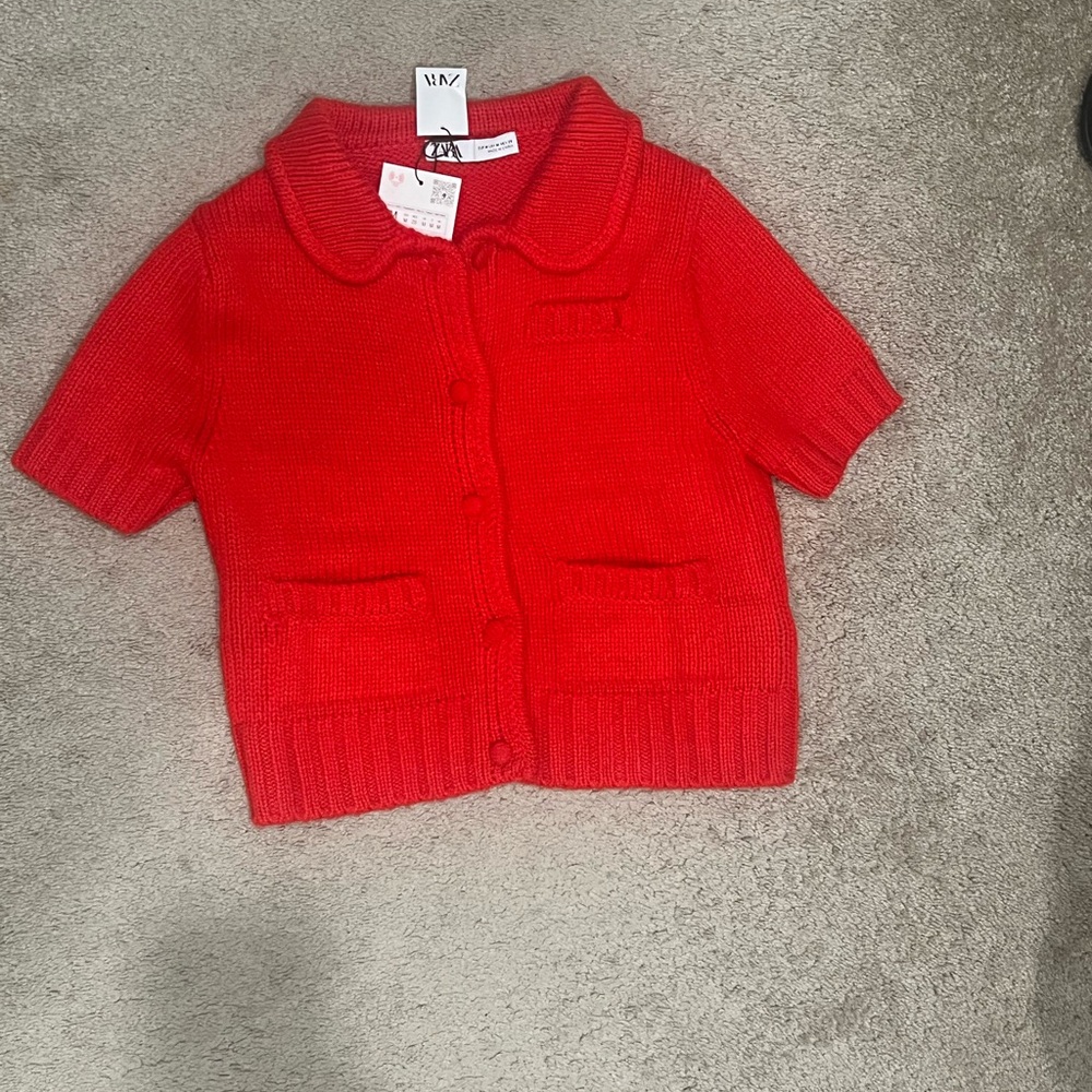 Zara Red Button Down Shirt Vibrant Cotton Classic
